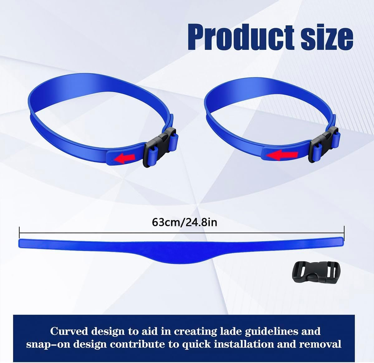 Curved Soft Silicone Haircut Band Haircut Guide, 2Pcs Adjustable Haircut Guide Curved Silicone Haircut Band,Curved Silicone Haircut Bands, Hair Trimming Guide Band,Silicone Curved Haircut Band (Black+Blue) image number 6