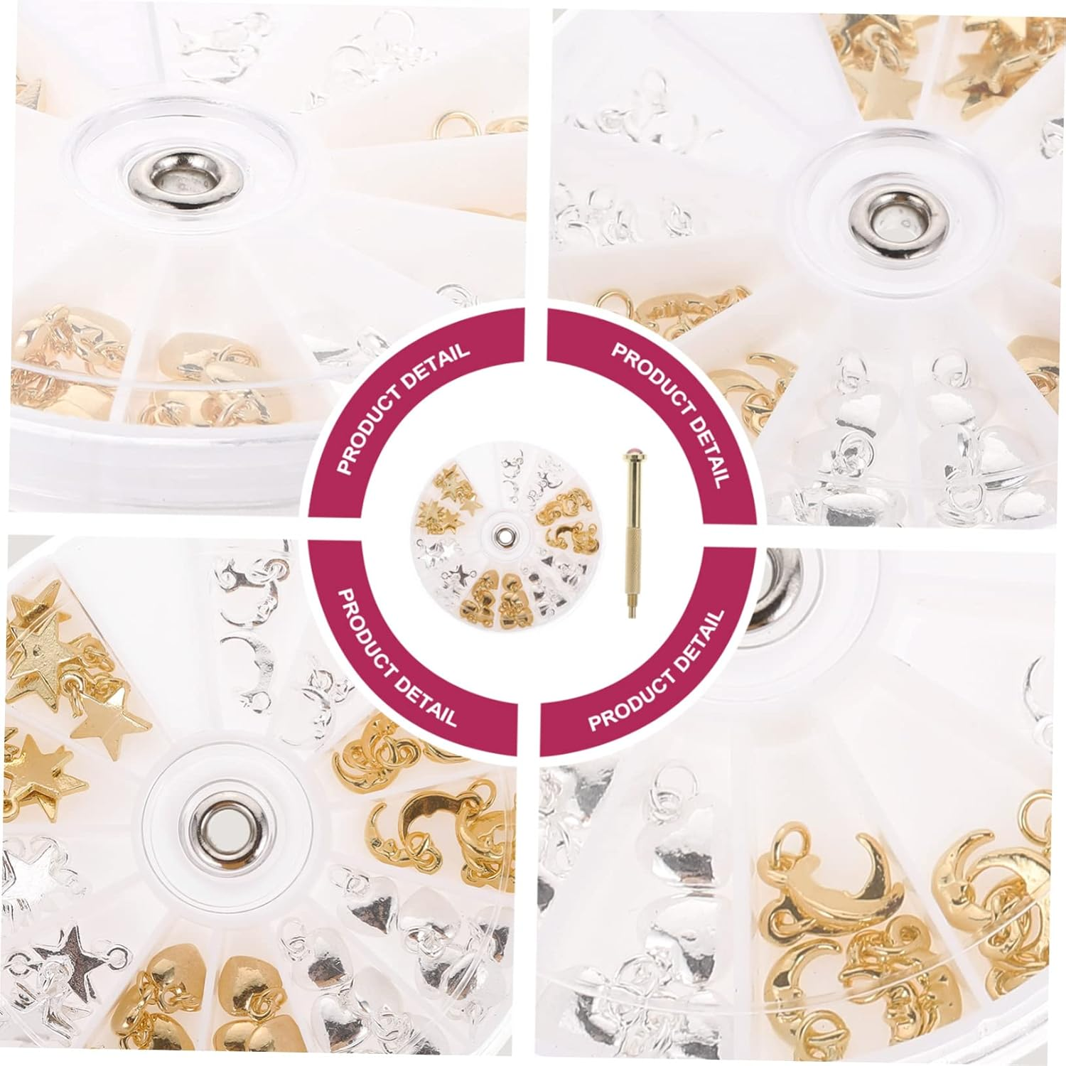 Beaupretty Nail Piercing Tool Set Charming Nail Charms Star Moon Pendant Includes One Random Color Manicure Diy image number 5