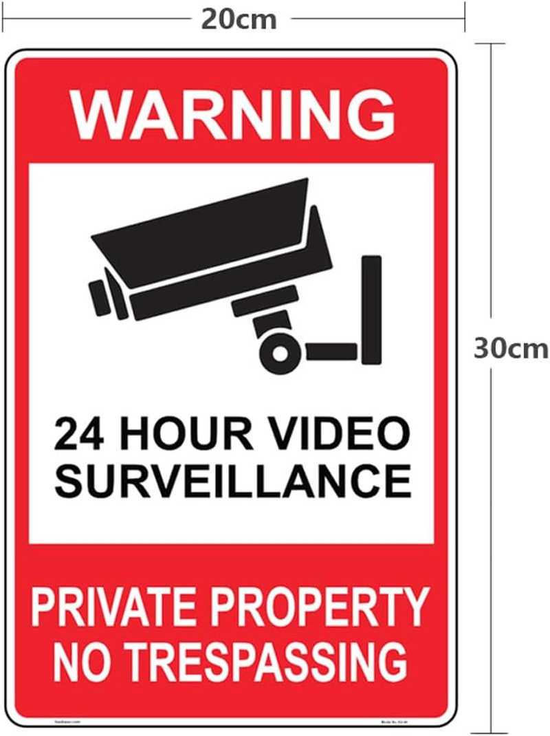 Haobase 2 Pcs Private Property No Trespassing Sign Sticker - 30 Cm X 20 Cm - Self Adhesive Vinyl image number 1