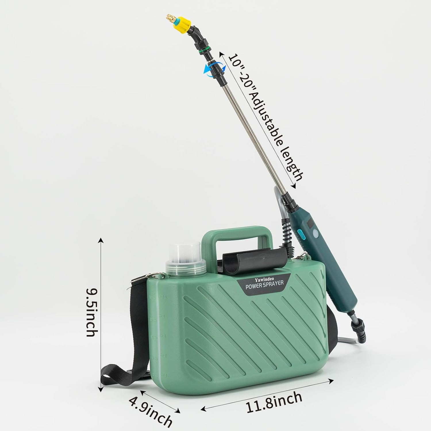 1.35 Gallon/5L Electric Plant Mister, Rechargeable Powered Battery Charge Display,Garden Continuous Mist Spray Bottle with 3 Nozzles,Telescopic Rod and Adjustable Shoulder Strap (Green) image number 1