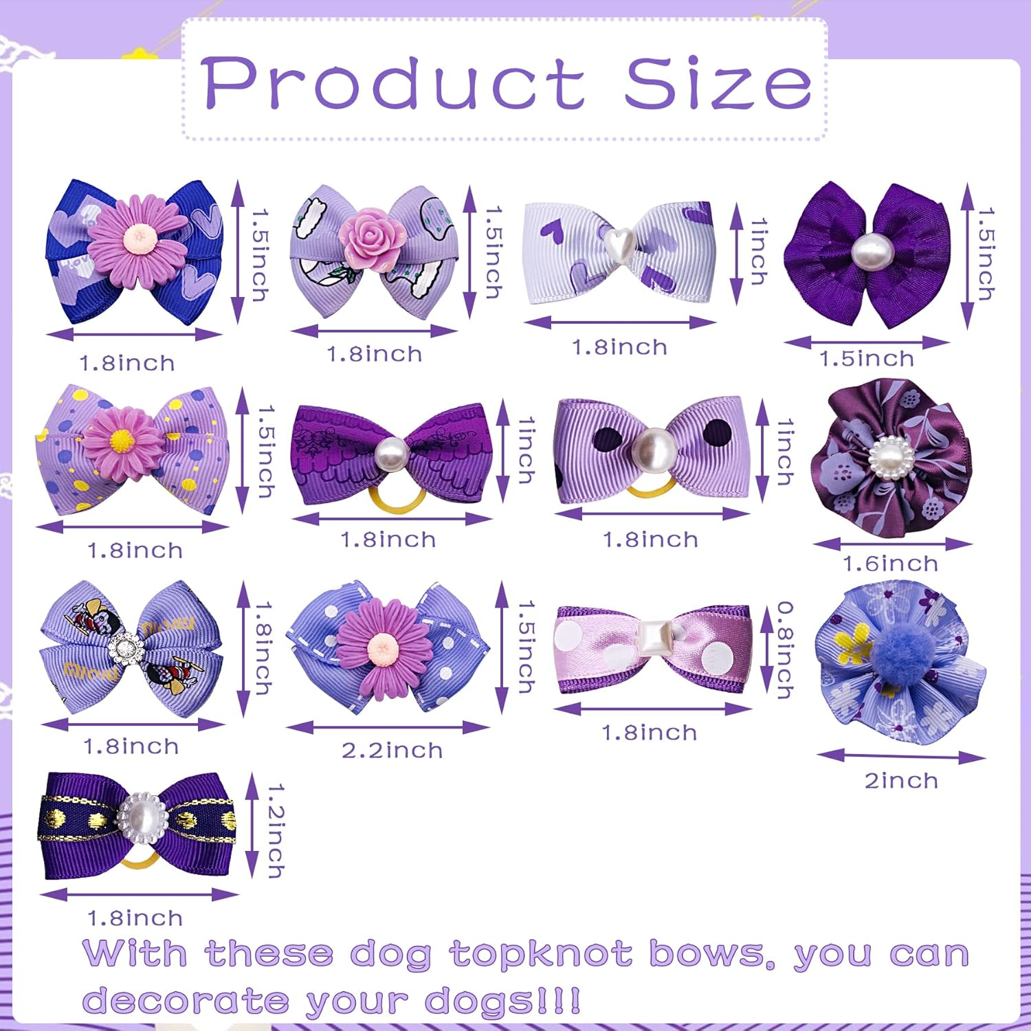 30PCS/15PAIRS Purple Dog Hair Bows with Rubber Bands Puppy Hair Bowknot Top Knot Elastic for Girl Female Doggy Cat Rabbit Poodle Pet Animal Grooming Accessories Attachment&hellip; - Blue image number 7