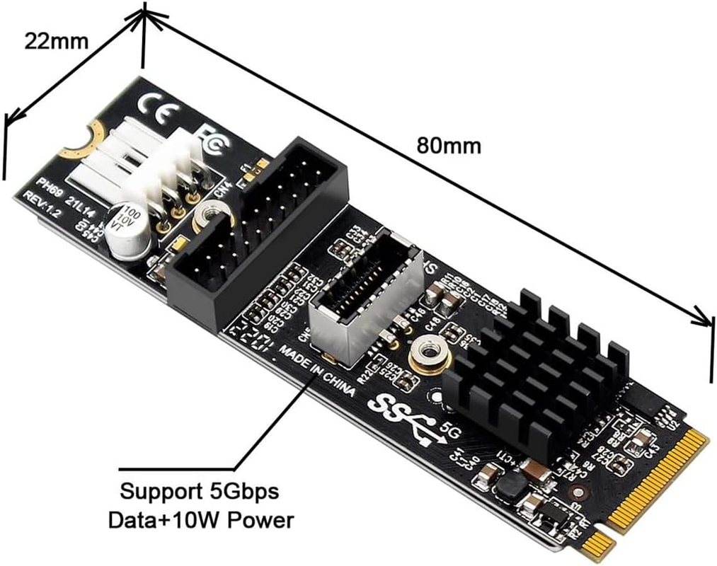 NFHK 5Gbps Type-E USB 3.1 Front Panel Socket & USB 2.0 to NVME NGFF M-Key Express Card VL805 Adapter for Motherboard