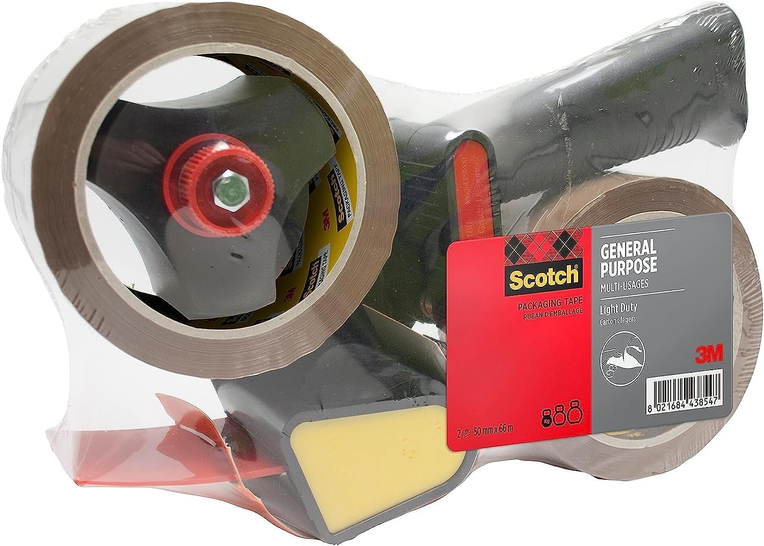 Scotch 3M Heavy Duty Pistol Grip Dispenser &ndash; One-Hand Packaging Tape Dispenser with 2 Rolls of Storage Tape, 50 Mm X 66 M - Ideal to Tape Your Boxes and Parcels image number 4