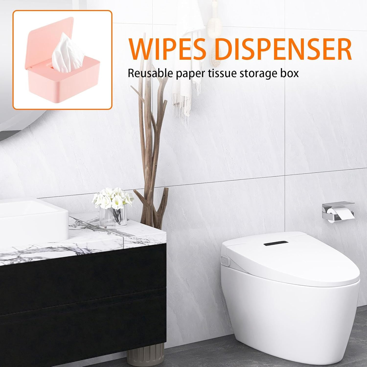 Wet Wipes Dispenser | Baby Wipe Holder | Reusable Tissue Storage Box for Car Counter Living Room Restaurant Home Nursery Bedroom Bathroom Toilet image number 3