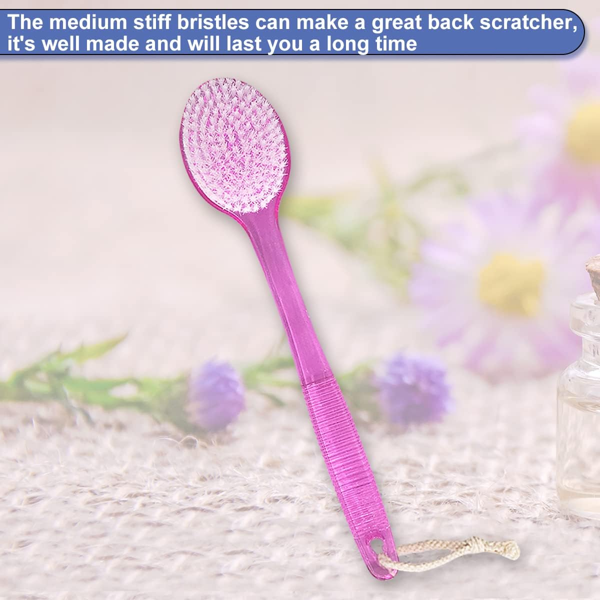 AMERWASH plus Bath Body Brush for Shower, 14 Inches Long Handle, 2 Packs Bath Scrubber Skin Exfoliation Bath Shower Body Brushing Pink image number 1