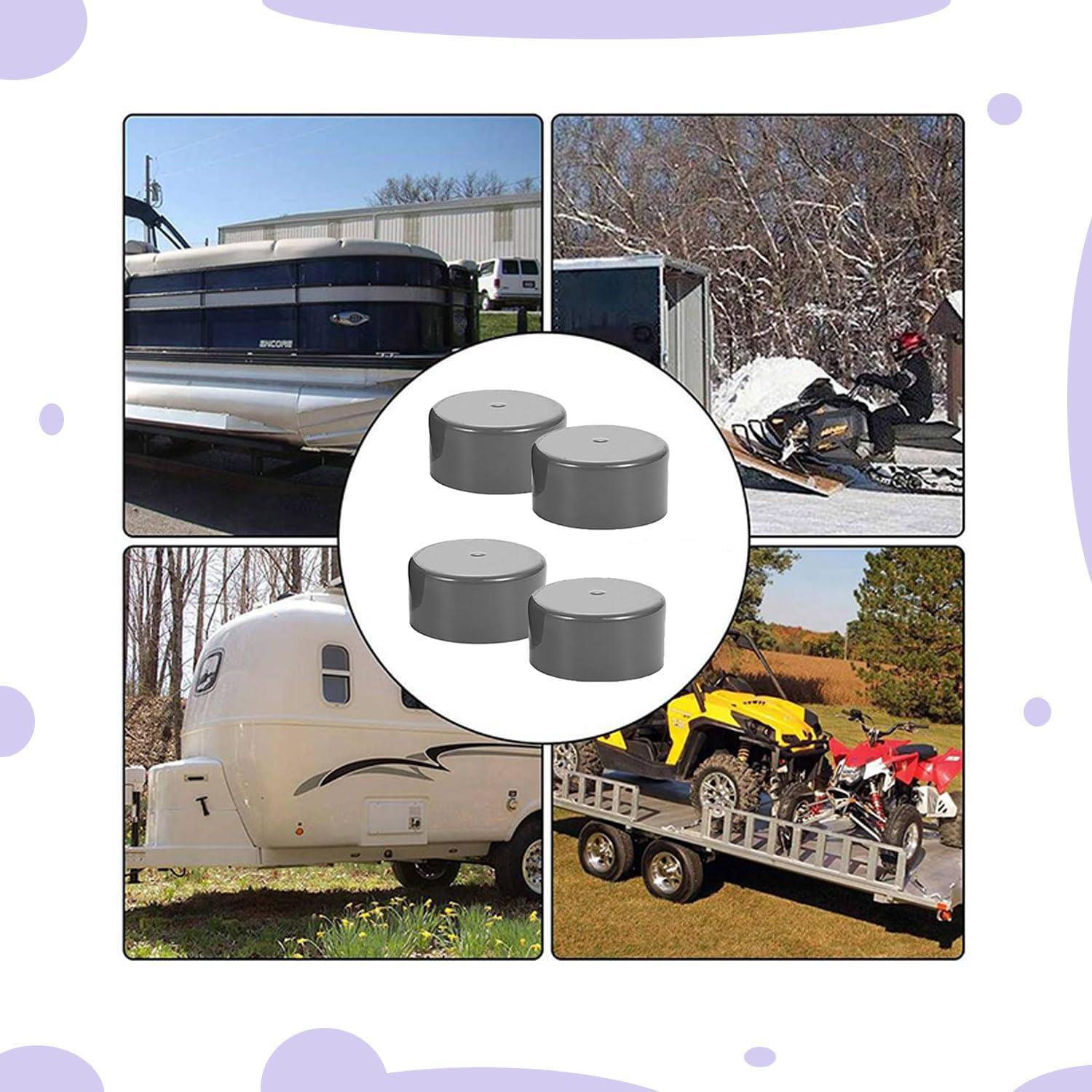 4Pcs Trailer Hub Bearings Buddy Bras Grey Rubber Caps Trailer Wheel Hub Dust Covers Replacement Bearing Protector for Bearing Partner Bar for Trailer Boat Wheel image number 6