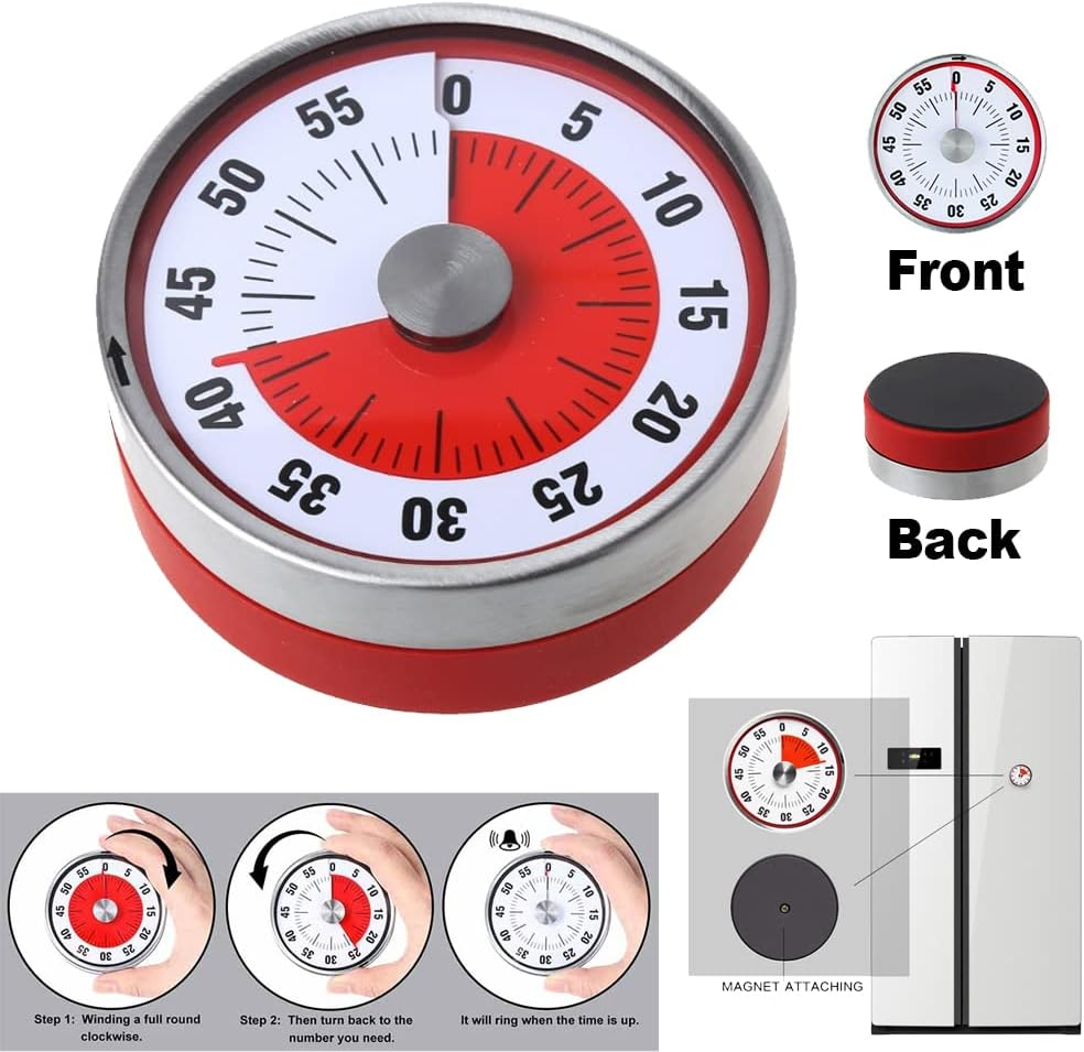 60 Minutes 8CM Oven Time Visual Counter Mechanical Kitchen Timer Magnetic Timers image number 3