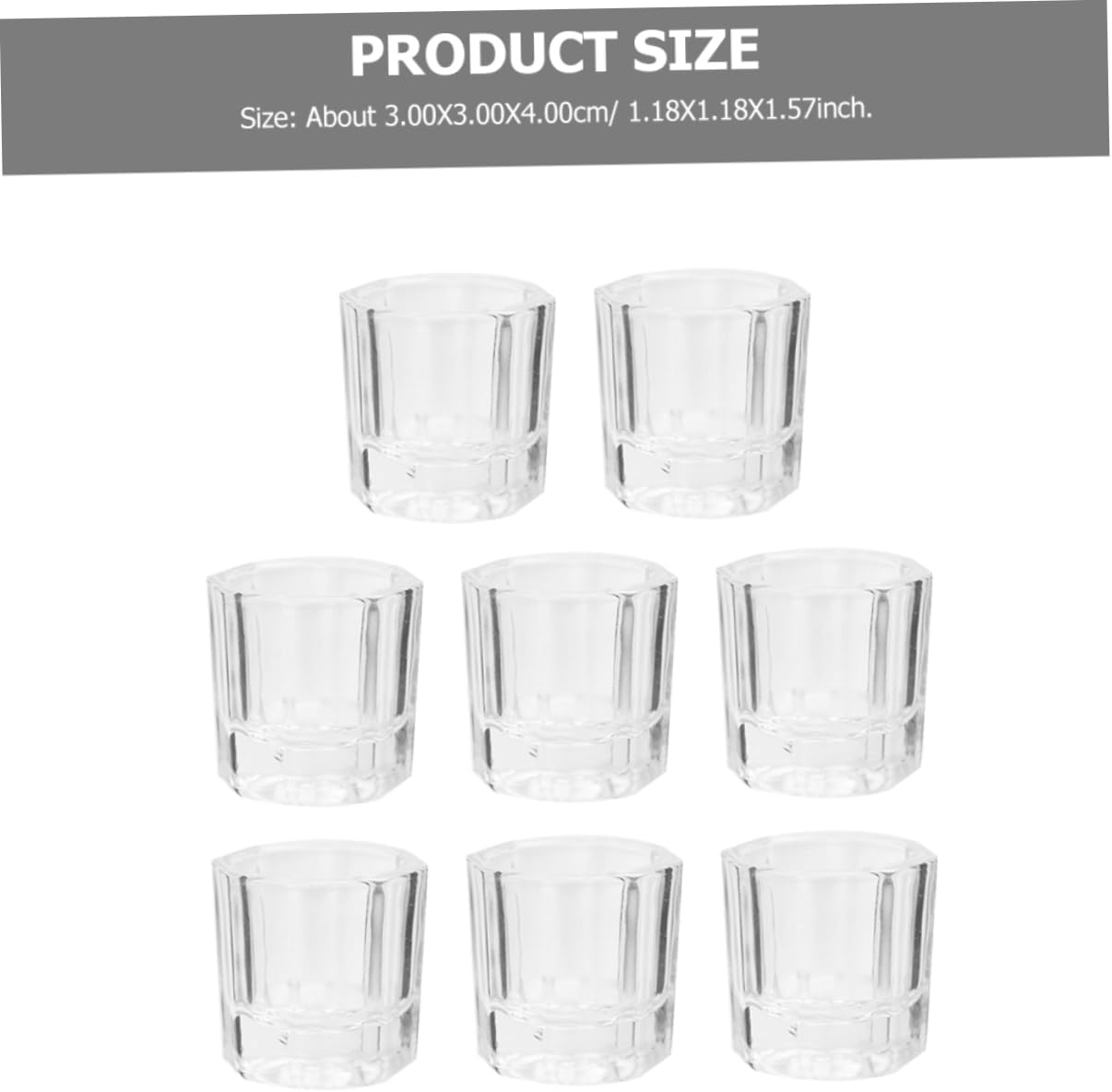 ELAYARD 8Pcs Glass Nail Art Cleaning Cup Durable Manicure Liquid Holder for Nail Pen Washing Thick Base for Stability Mixing and Cleaning image number 3