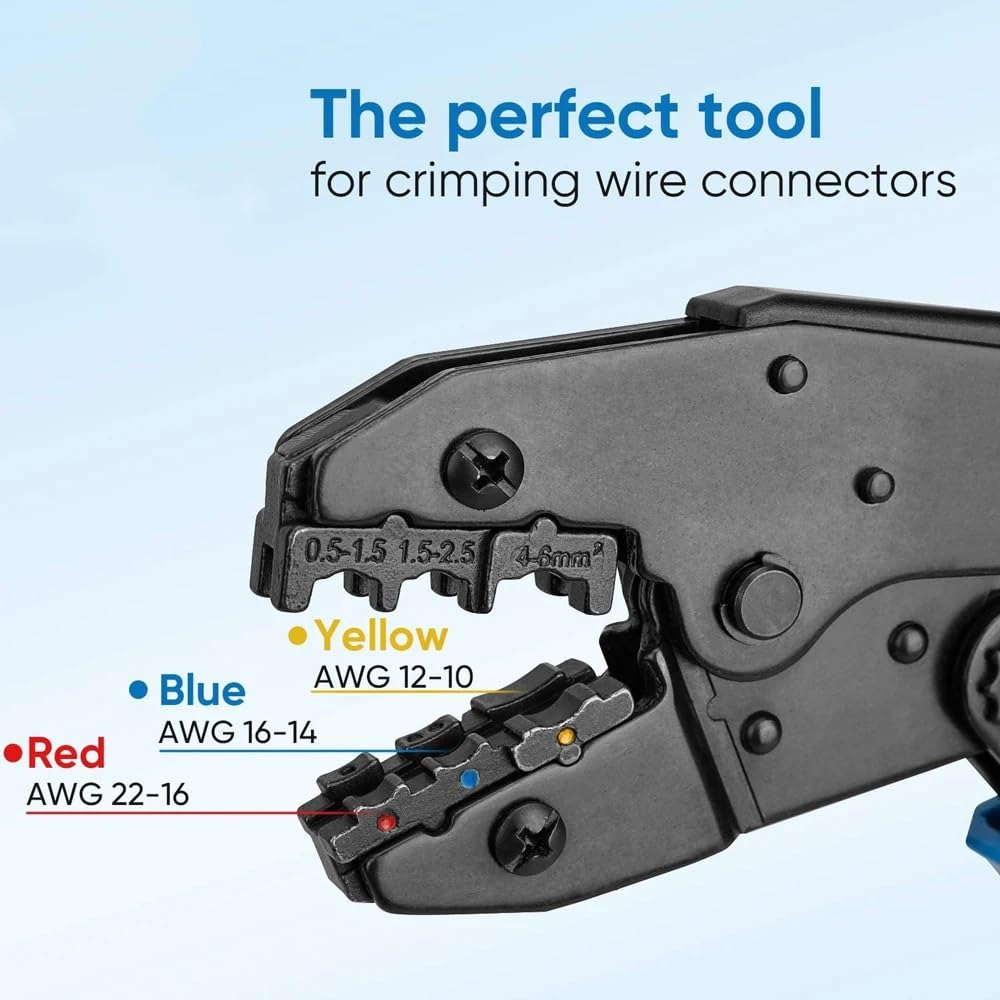 180PCS T Tap Wire Connectors Male Spade Terminals with Crimper,90Pairs Auto Quick Splice Electrical Wire Insulated Quick Disconnect Assortment Kit, AWG 22-18, AWG 18-14,AWG 12-10 image number 3