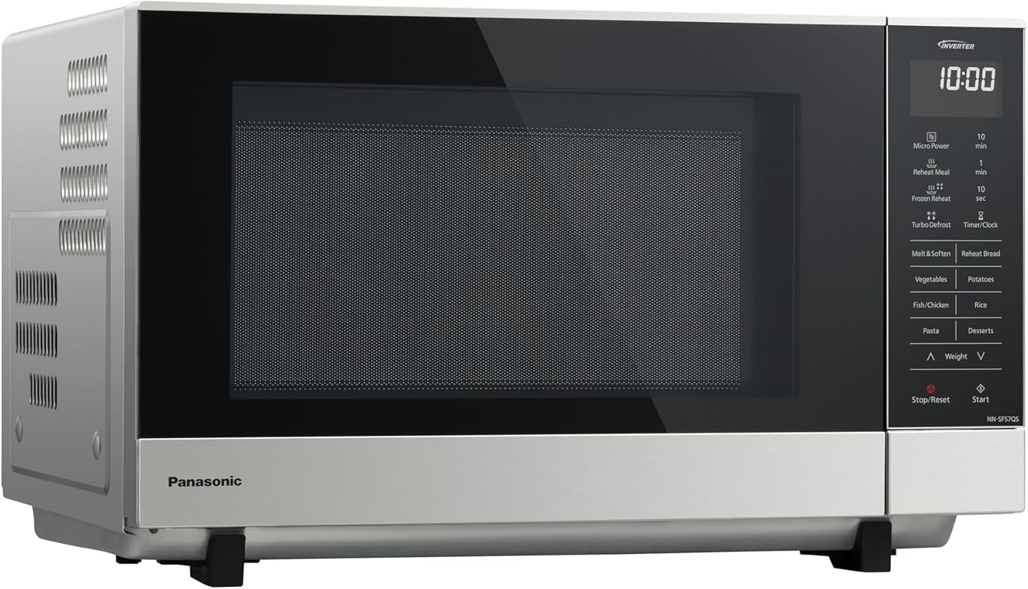 Panasonic 27L 1000W Inverter Flatbed Microwave, 17 Pre-Programmed Menus, 6 Power Levels, Touch Pad Control, Stainless Steel, Silver (NN-SF57QSQPQ) image number 3
