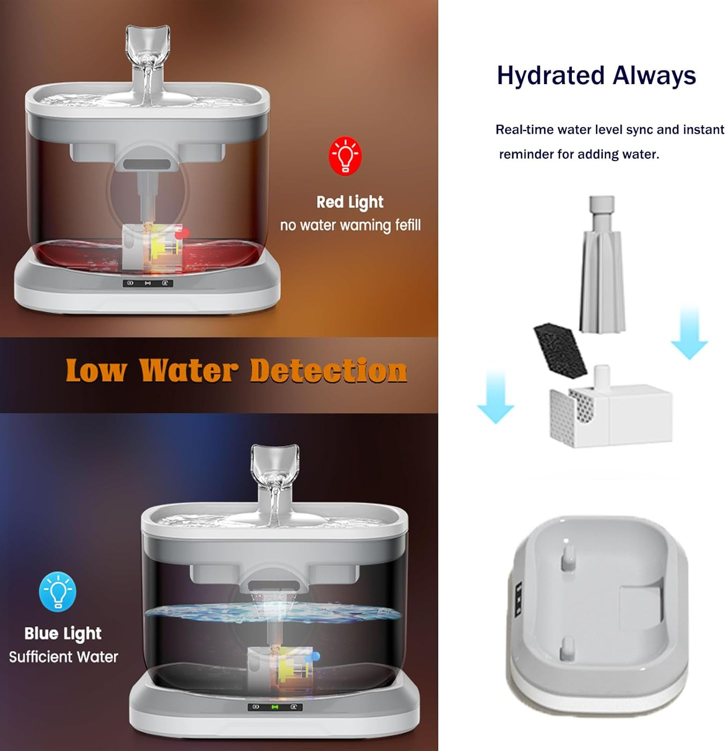 Petlipo Water Pump, Replacement Pump for Cat Water Fountain, Ultra Quiet, Wireless Auto Shut-Off for Cordless Cat Water Fountain, Dog Water Dispenser Indoor 3L/Min (DC 5V) image number 4