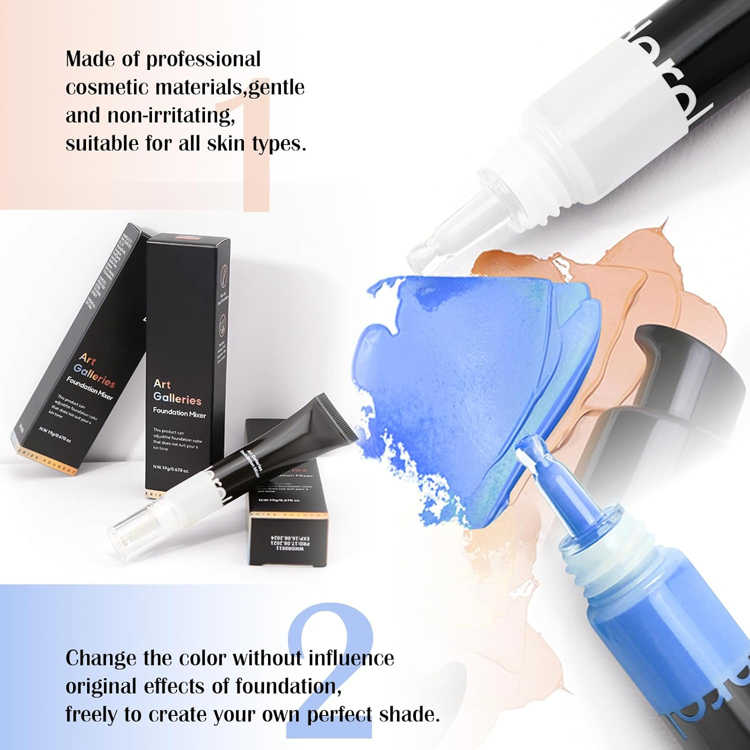 DAGEDA White Color Correct Foundation, Foundation Mixing Pigment for Adjusting Shade, Long Lasting Silky-Smooth Liquid Foundation, Light and Easy to Blend with Foundation, 0.67Oz image number 2