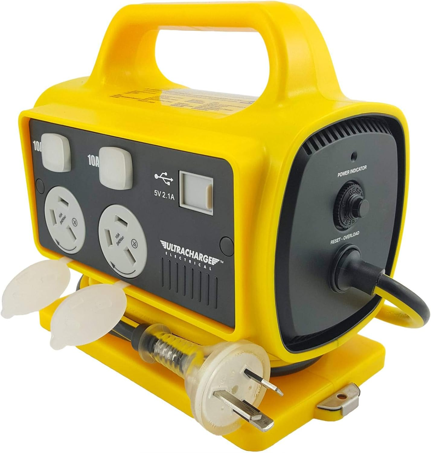 Ultracharge 10A Plug RCD Portable Safety Power Block with 2X USB Ports image number 1