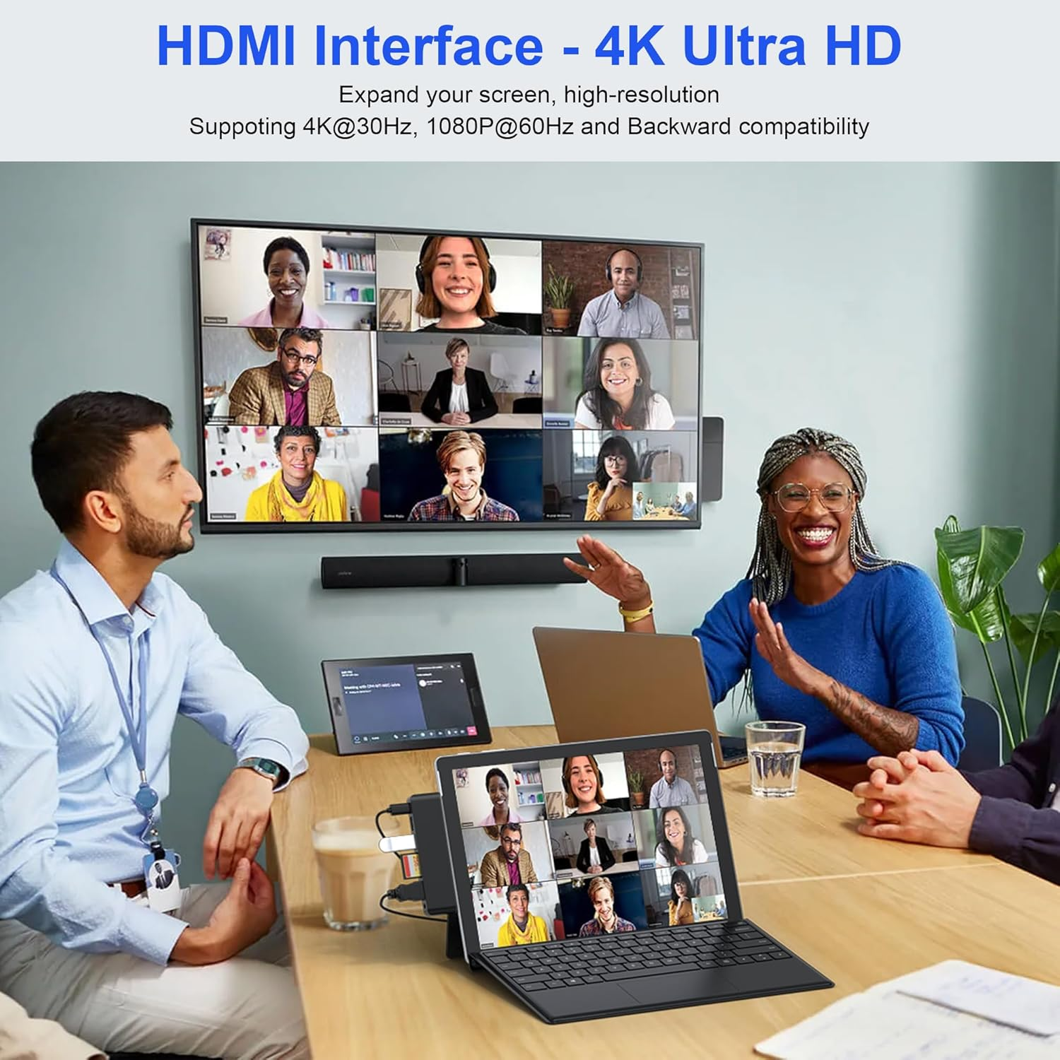 Surface Pro 11/10/9 Accessories Docking Station & Adapter - 7-In-1 USB-C Hub for Dual Monitor, with 4K HDMI, USB C Thunderbolt 4 (8K@30Hz/40Gbps/100W PD), 2 USB 3.0, SD/TF Card Reader & 3.5Mm Audio image number 5