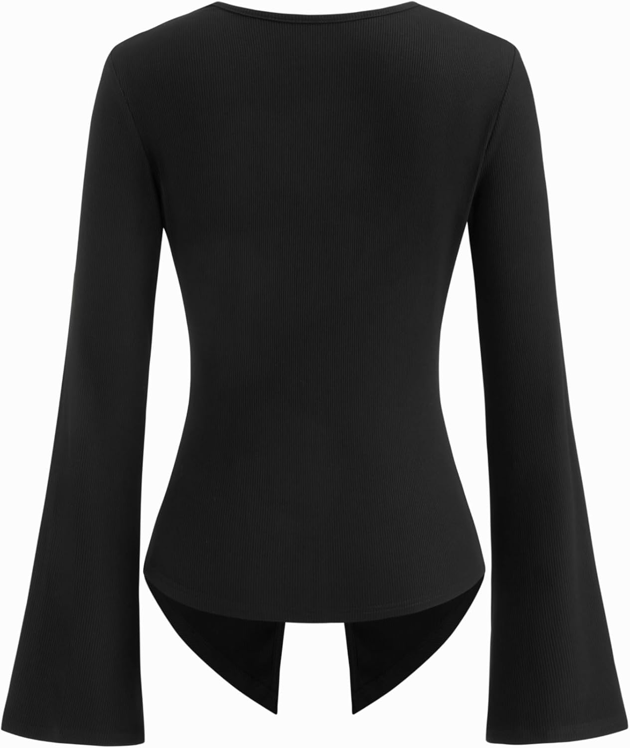 CIDER Women Ribbed Knit V Neck Top Long Sleeve Button down Blouse image number 2