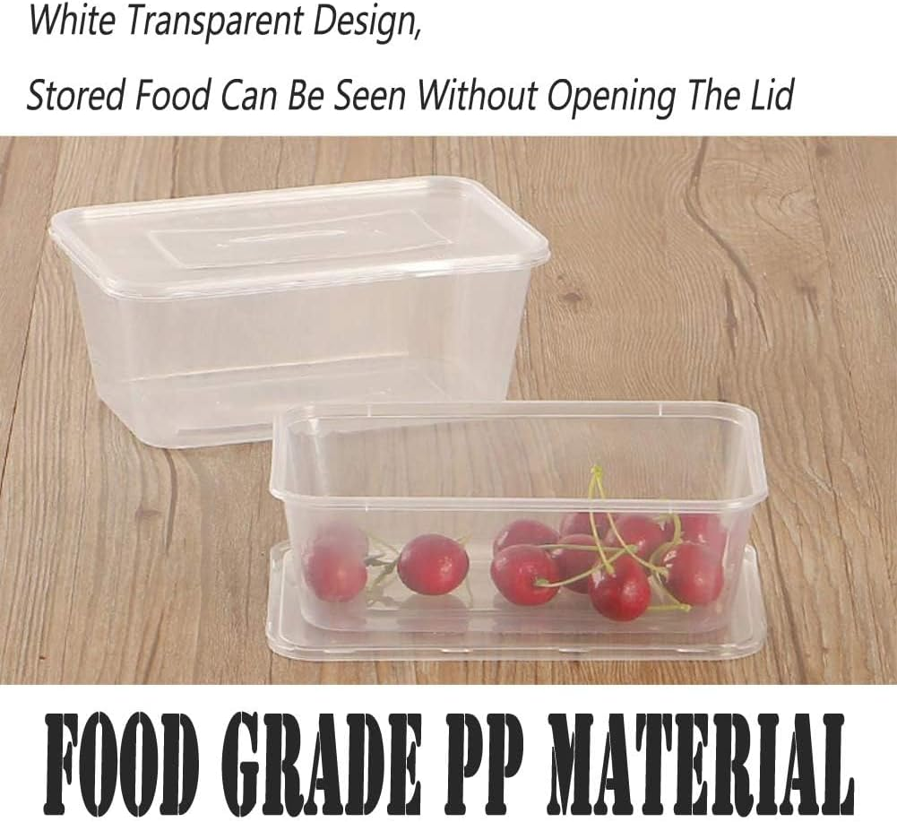 50 Pack Plastic Takeaway Food Plastic Storage Food Containers with Lids, Meal Prep Containers, Bento Box BPA Free, Reuse, Refrigerator Safe, Microwave, Dishwasher Safe Plastic Takeaway Containers image number 2