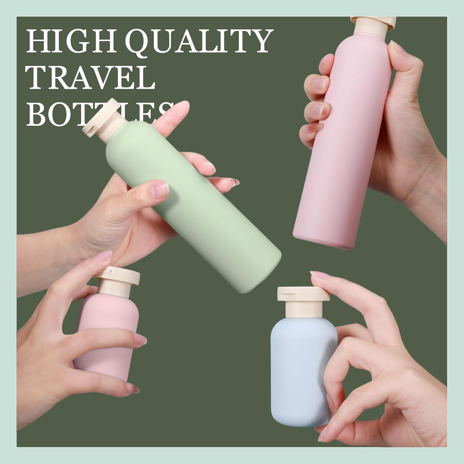 ASEVAT 6.7 Oz/3Pcs Plastic Leak Proof Travel Bottles for Toiletries, TSA Approved Travel Size Containers, Squeeze Bottles Refillable for Shampoo, Lotion & Body Wash, Blue+Pink+Green image number 3