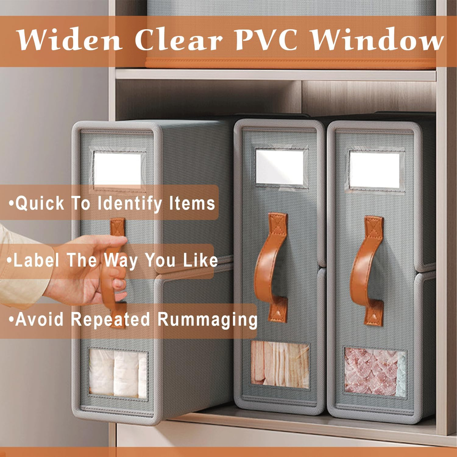 4 Pack Bedsheet Organizer with a Laundry Bag (Queen & King Size) - Foldable Bed Linen Storage with Window, Label & Zipper - Fabric Storage Bins for Clothes, Pillow Covers, Bed Sheets & Blankets