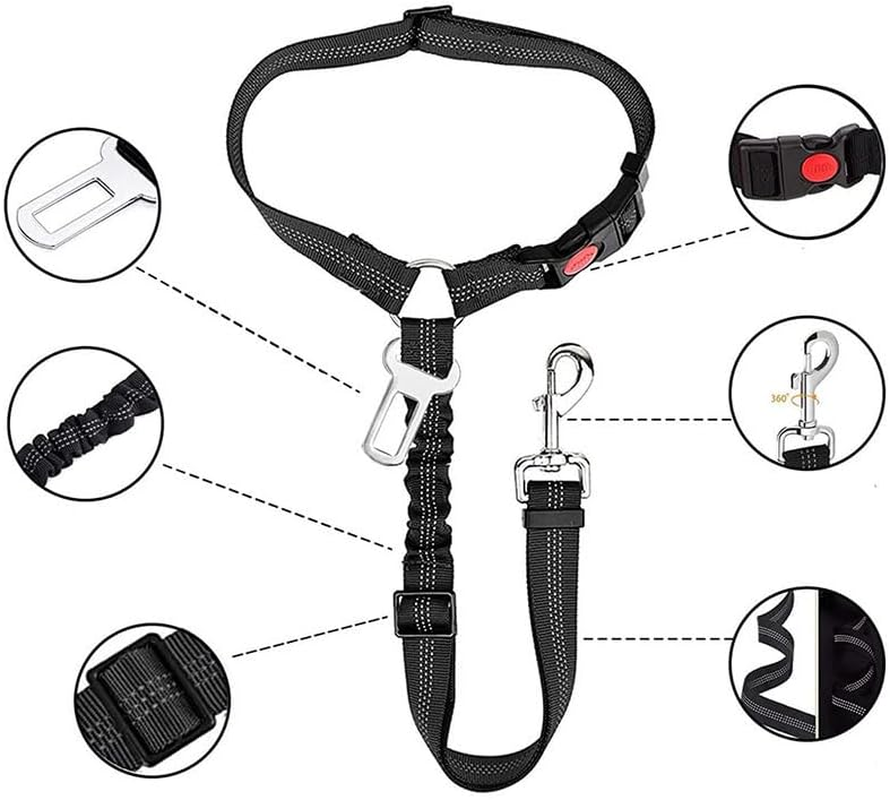 Dog Safety Car Seat Belt - Elastic Nylon Vehicle Seatbelt plus Durable Tangle-Free Harness - Perfect for Pet Safet (Purple, 84 * 2.5CM) image number 4