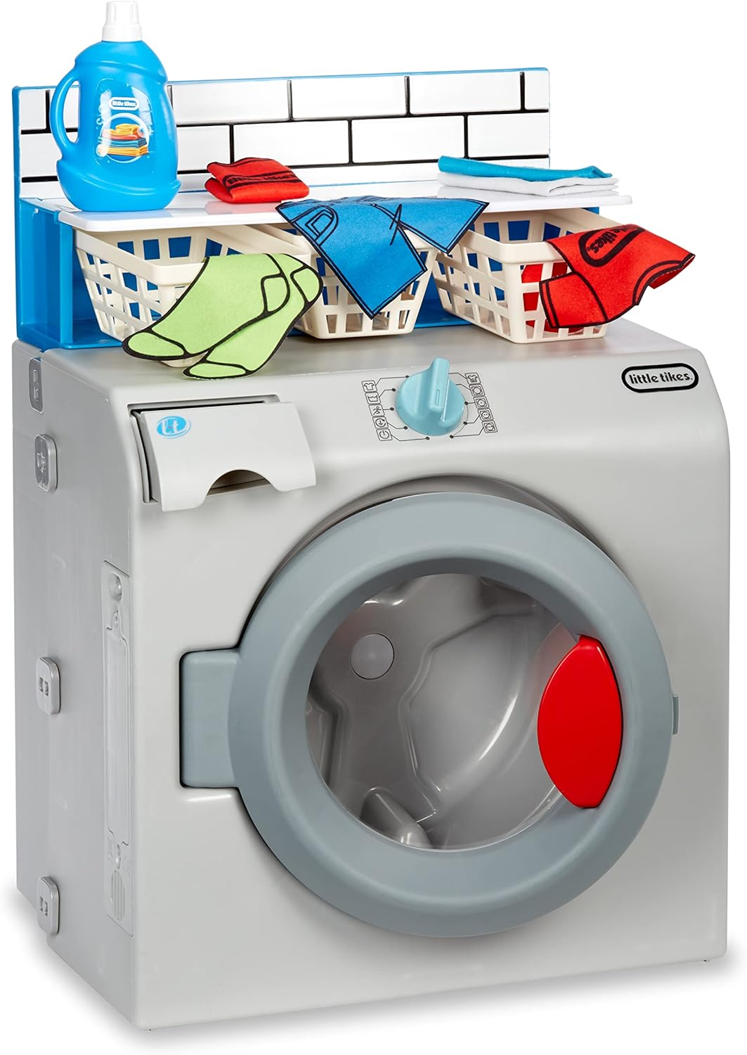 Little Tikes First Washer-Dryer - Interactive Laundry Playset for Kids with Spinning Drum, Realistic Sounds and 11 Accessories - Encourages Imaginative and Responsible Play image number 4