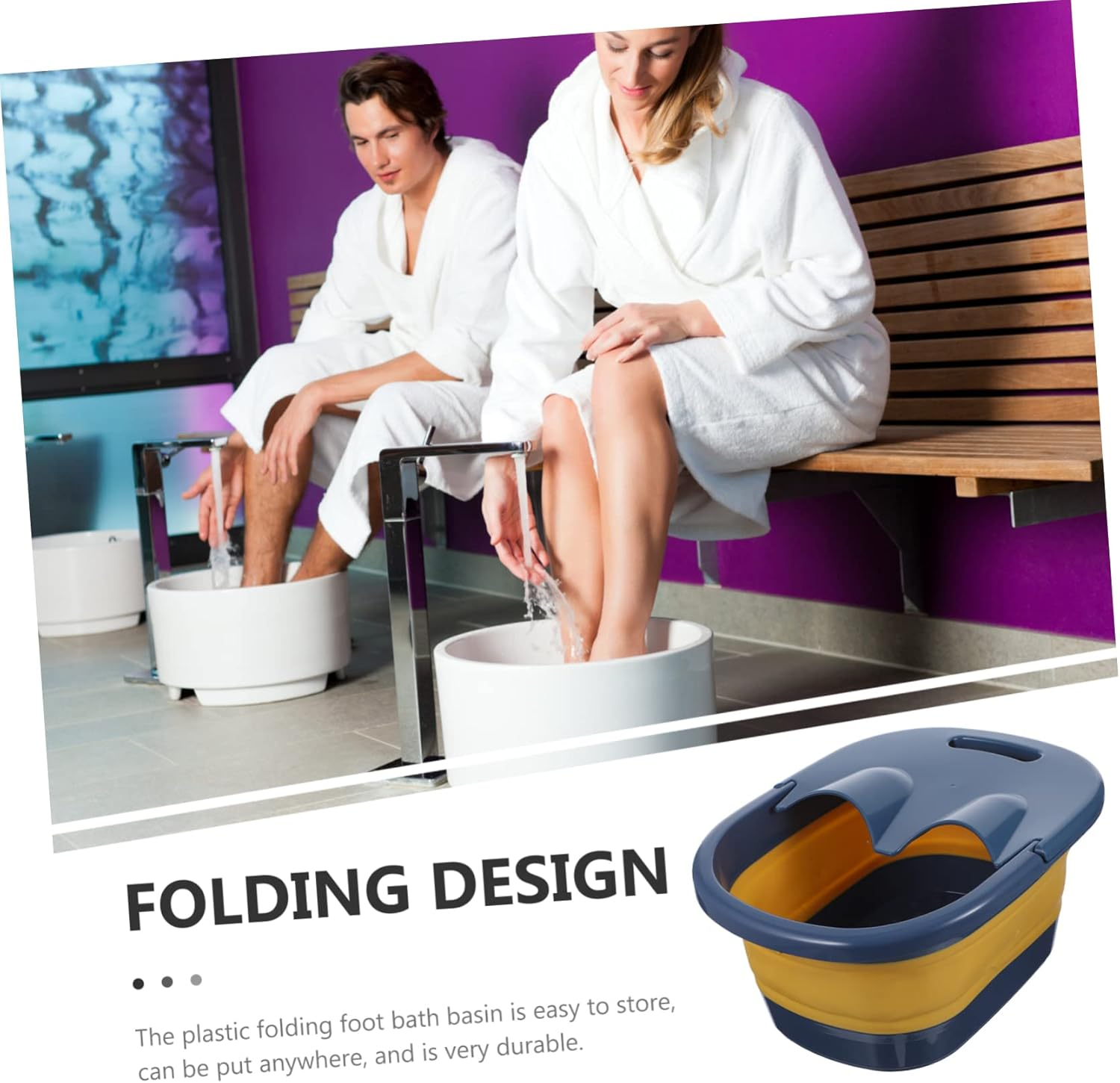 Beatifufu Folding Foot Bath Bucket Foot Soaking Basin Multi-Use Soaking Basin Camping Washer Spa