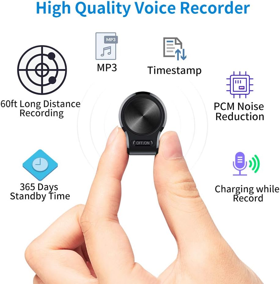 32GB Digital Voice Recorder, Magnetic Mini Voice Activated Recorder, 15Days Long Battery Life, Suitable for HD Recording Meetings Interviews Classes Lectures image number 3