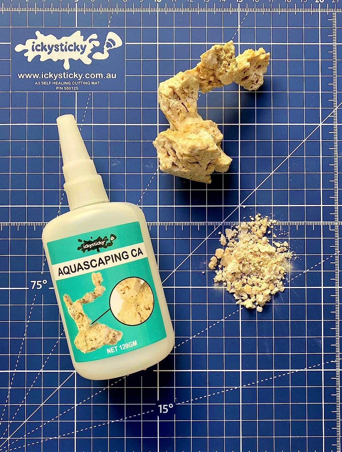 Ickysticky Aquascaping CA Glue 50 G Aquarium Glue, Rockscaping, Low Viscosity