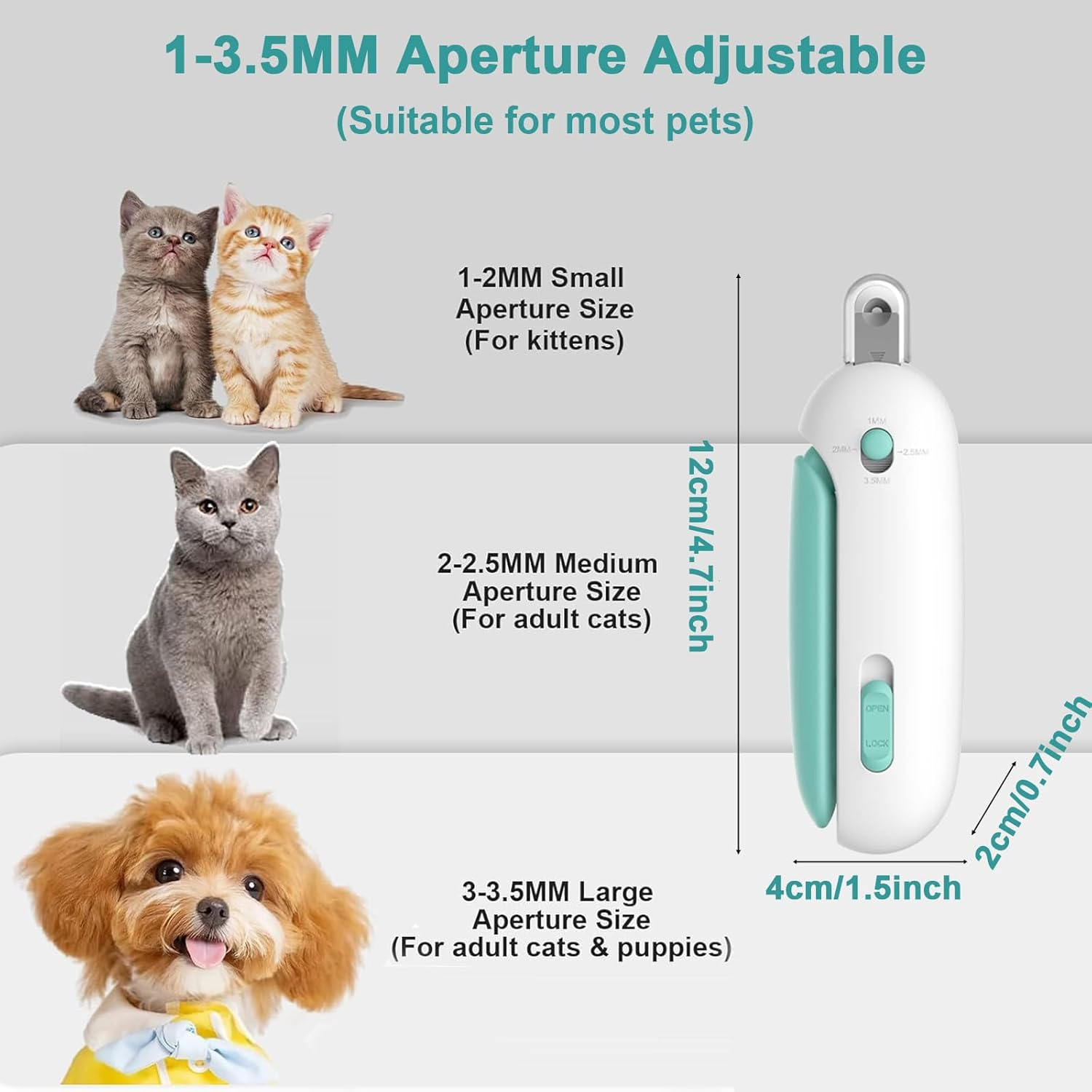 Tuoyi Cat Nail Clipper with Adjustable Aperture, Small Dog Nail Trimmer with 4 Gears & Nail File for Dogs and Cats，Prevent Pet Nails from Cracking image number 4