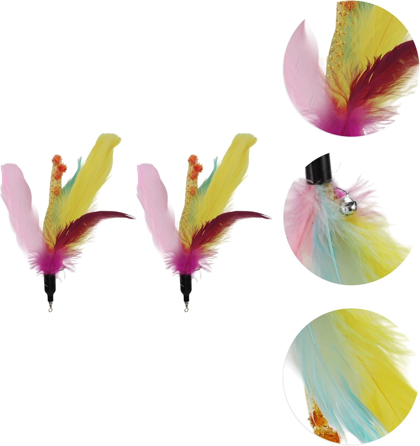 CAPASTEC Pack of 2 Cat Wand Replacement for Pet Interactive, Fluffy Feathers