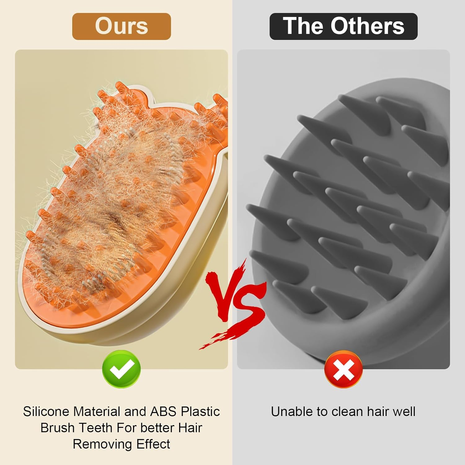 Cat Steam Brush Rechargeable Cat Brush Steamer for Shedding,Self-Cleaning Grooming Brush for Long &Short Haired Dogs and Cats,Remove and Clean Tangled &Loose Hair,Orange image number 4