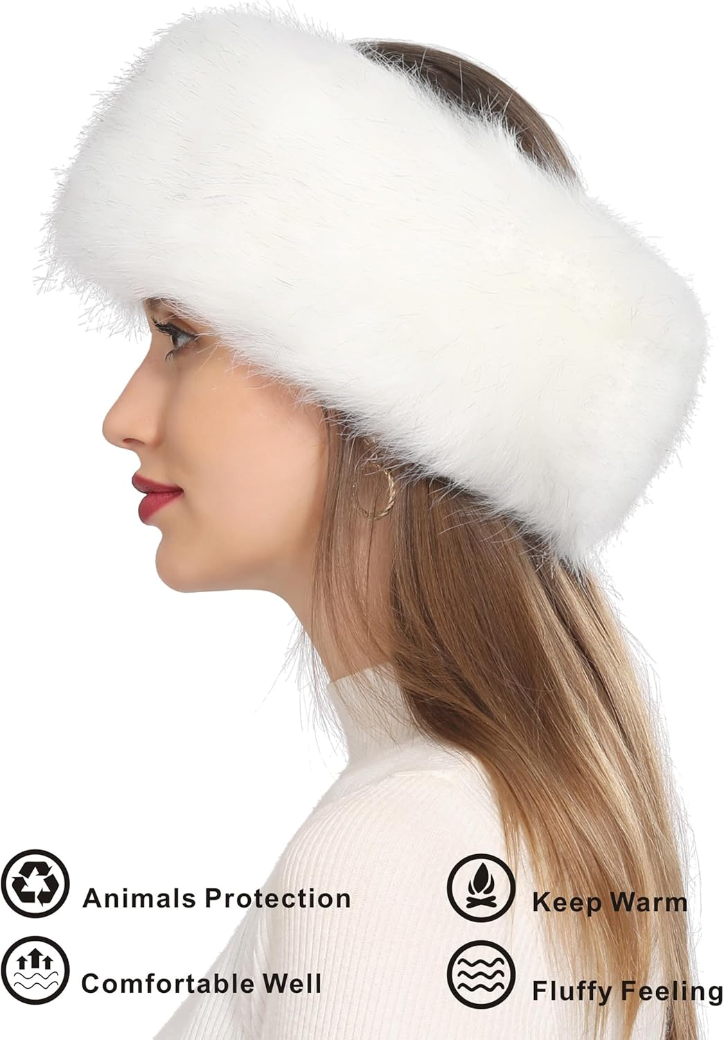 Faux Fur Headband Winter Headband Earwarmer Earmuff for Women image number 4