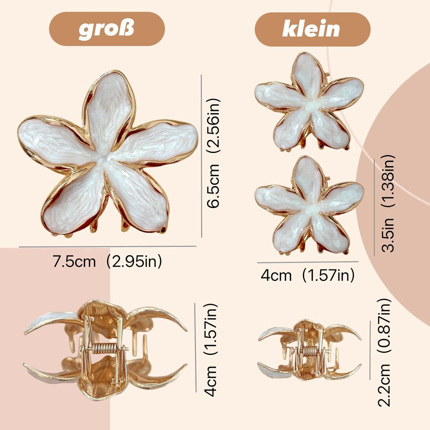 Ypkia Set of 3 Flower Hair Clips Small Set Hair Clips Women'S Metal Hair Clips Solid Claw Clips for Thick Thin Hair Women Girls image number 2