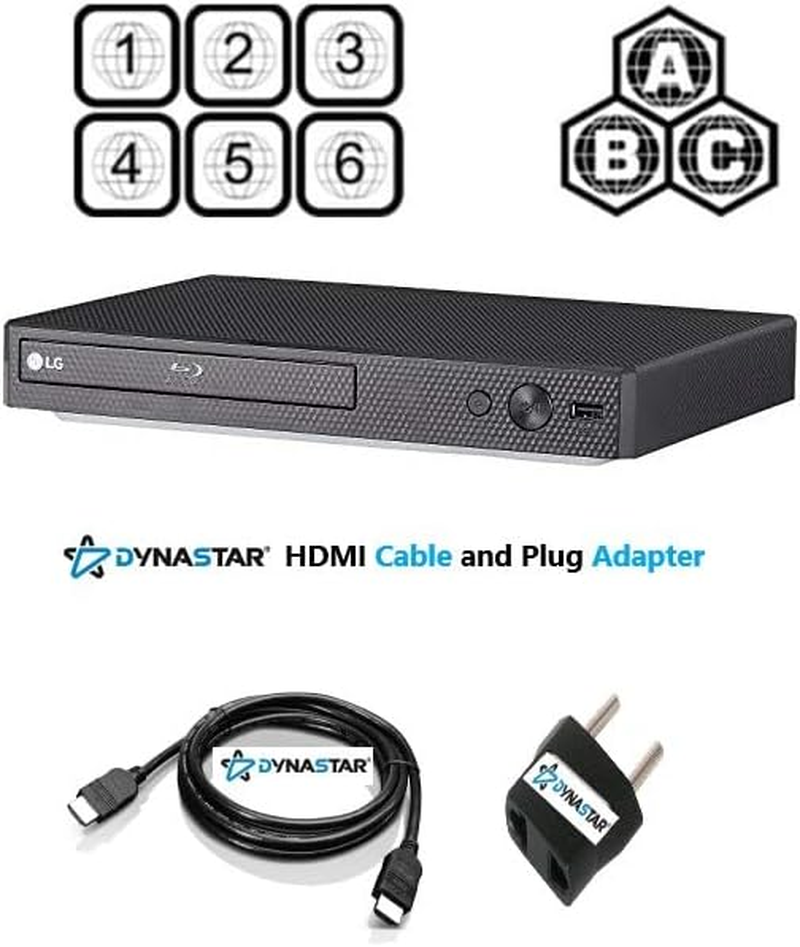 LG BP Region Free Blu-Ray Player, Multi Region 110-240 Volts, Dynastar 6 Foot HDMI Bundle image number 4