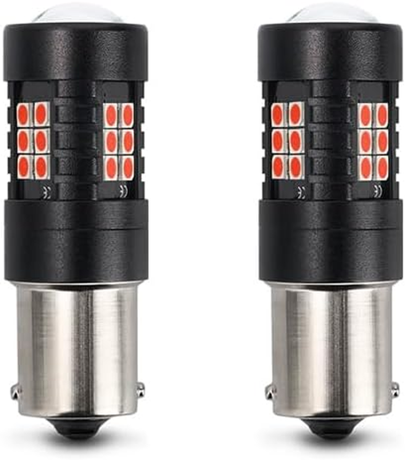 AIMALL 2PCS BAY15D 1157 Red LED Brake Tail Stop Light Bulbs 3030 21 Leds Error-Free 45Mm image number 5