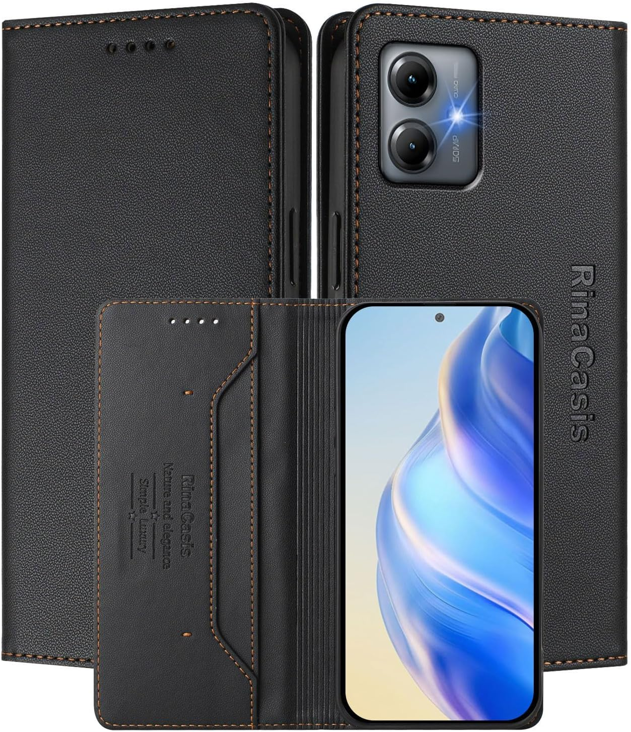 MOJIA Motorola Moto G24 / G04S / G04 / E14 Case, Drop and Scratch Resistant Premium PU Leather Folio Wallet Phone Case [Magnetic Closure]. Light Purple