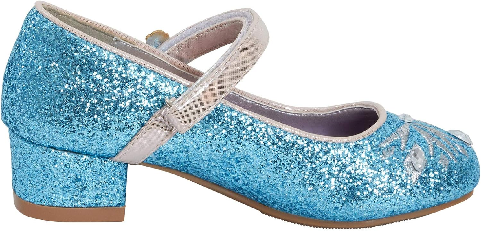 Disney Frozen 2 Girls Anna and Elsa Dress up Princess Snow Queen Glitter Shoes Party Low Heels Sandals for Girls Blue Sparkle image number 6