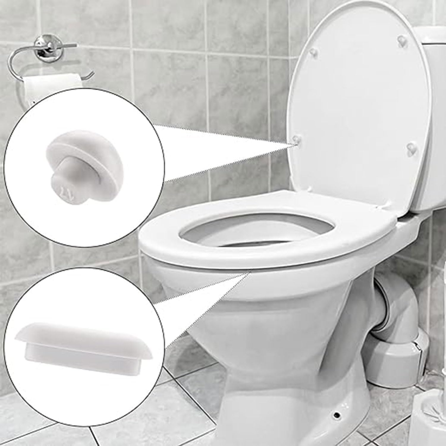 20Pcs Toilet Seat Bumpers Set, Universal Toilet Seat Lid Buffers, Anti-Noise Toilet Lid Cushions Pads, Toilet WC Seat Buffer Replacement Kit for Home Hotel Bathroom Hospital (White)