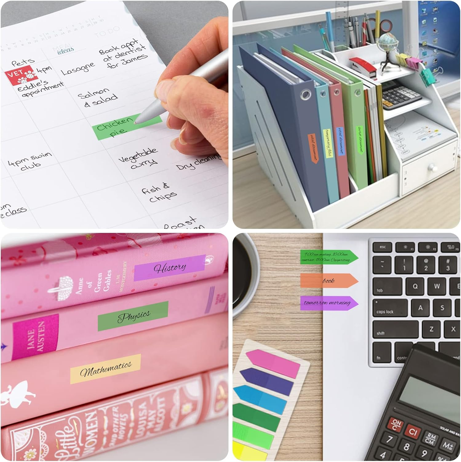 OWLKELA Self-Adhesive Page Markers, 800 Pieces, Page Markers, Sticky Notes, Sticky Notes for Marking and Highlighting Pages [2 Designs, 8 Colours] Writeable, Repositionable image number 1