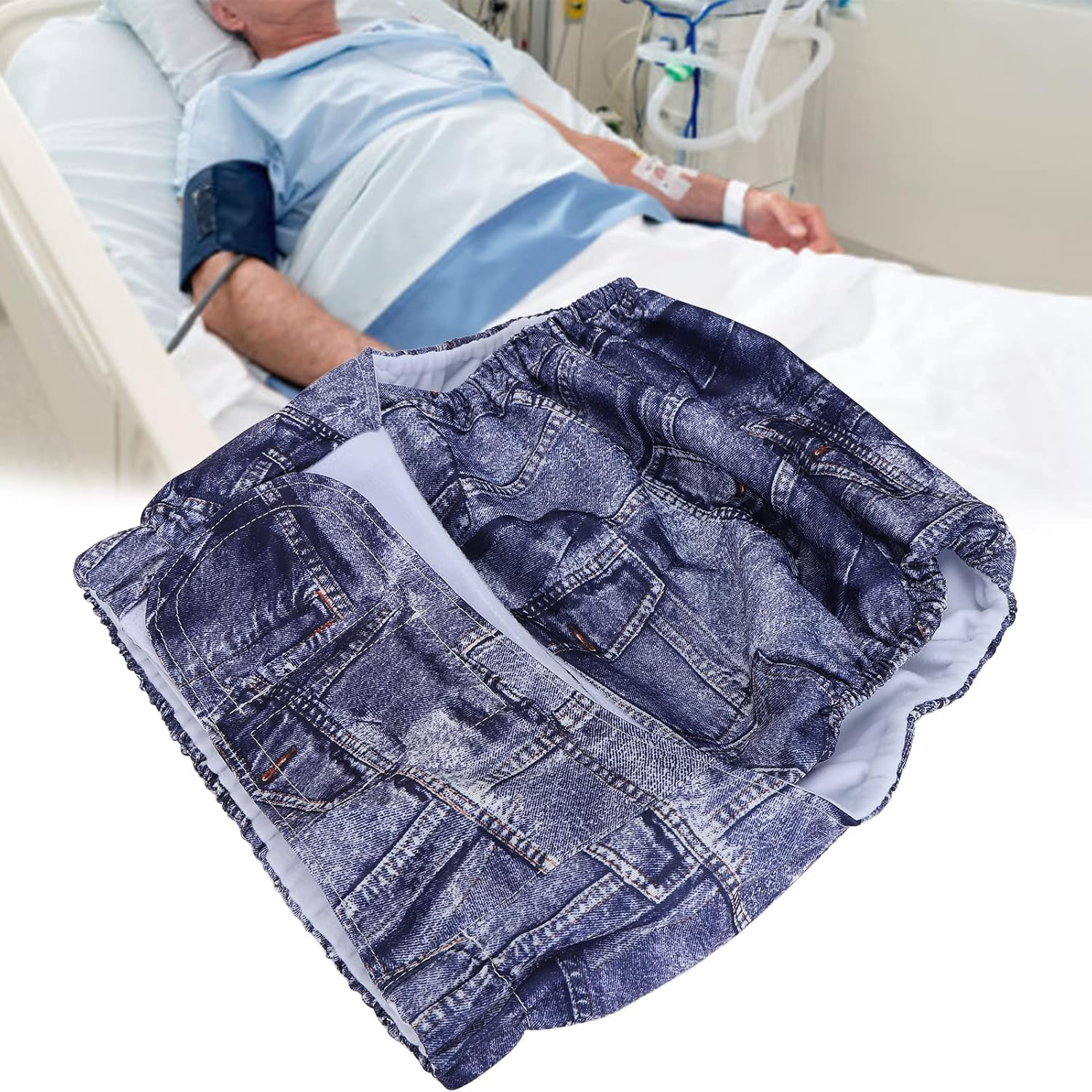 Reusable Adult Cloth Diaper Waterproof Incontinence Nappies with Hook Loop Fasteners High Absorption TPU Film for Senior Care image number 2