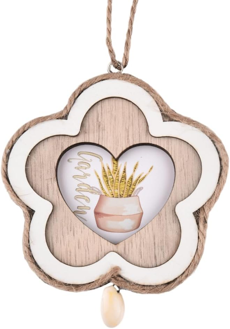 Flower Shape Photo Ornament Frame Wooden Hanging Ornament for Car Home Wall Decor Gifts for Friends Family Female