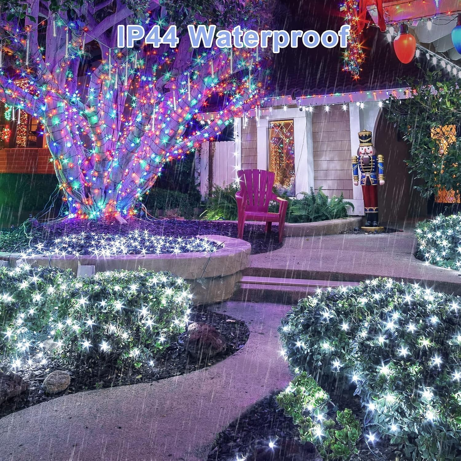 Christmas Lights, Christmas Net Lights 200LED Plug-In Mesh Lights 3X2M Bush Lights 8 Modes Led Net Lights Waterproof Christmas Lights for Bushes Tree Shrubs outside Indoor Decorations, White image number 1