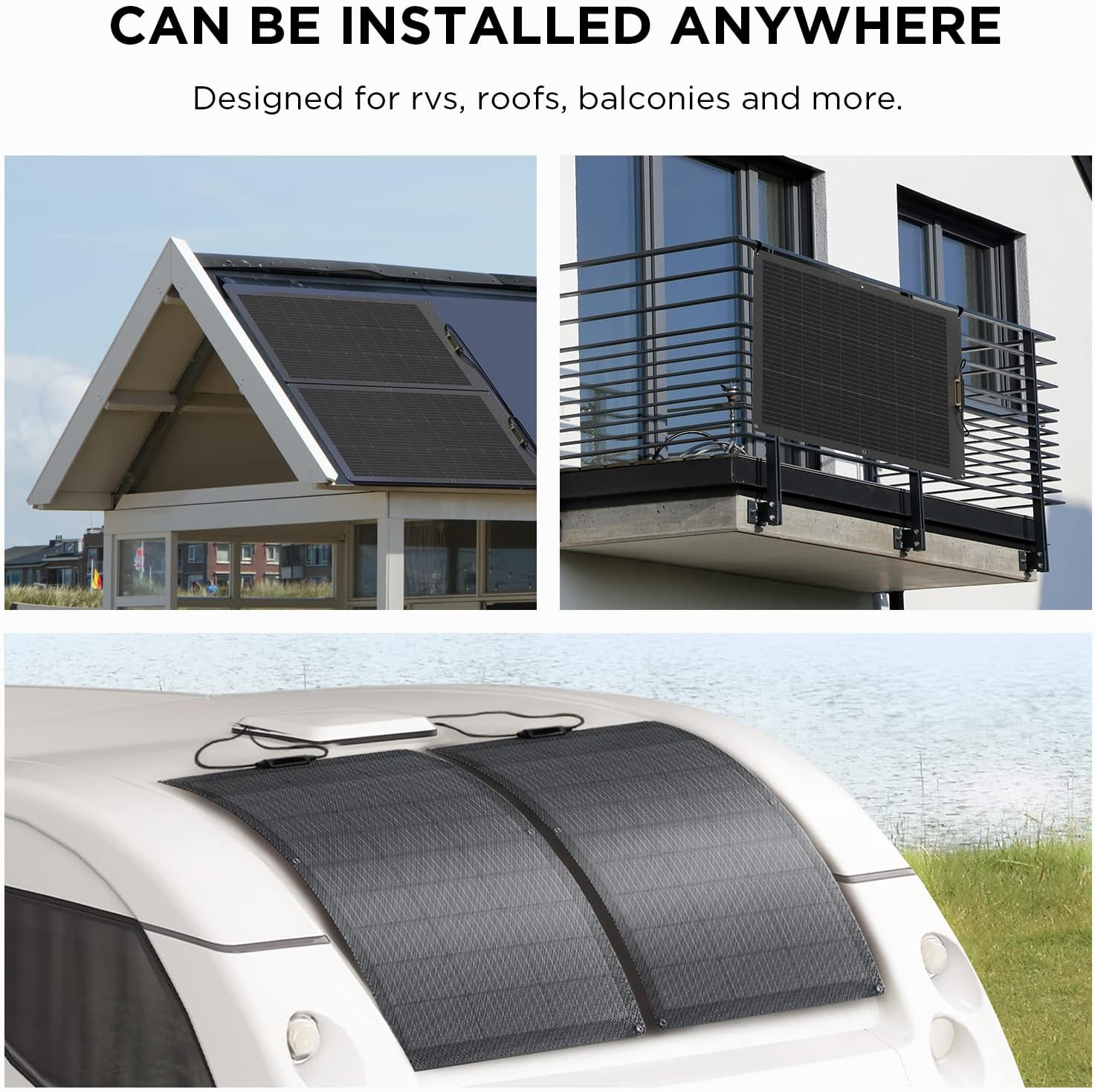 EF ECOFLOW 100W Flexible Solar Panel with High Efficiency Solar Modules,Ip68 Waterproofing, Ideal for Off-Grid Solar Panel Kits, PV Charging, Power Kits & Ecosystem for Home, Camping, Boat image number 1