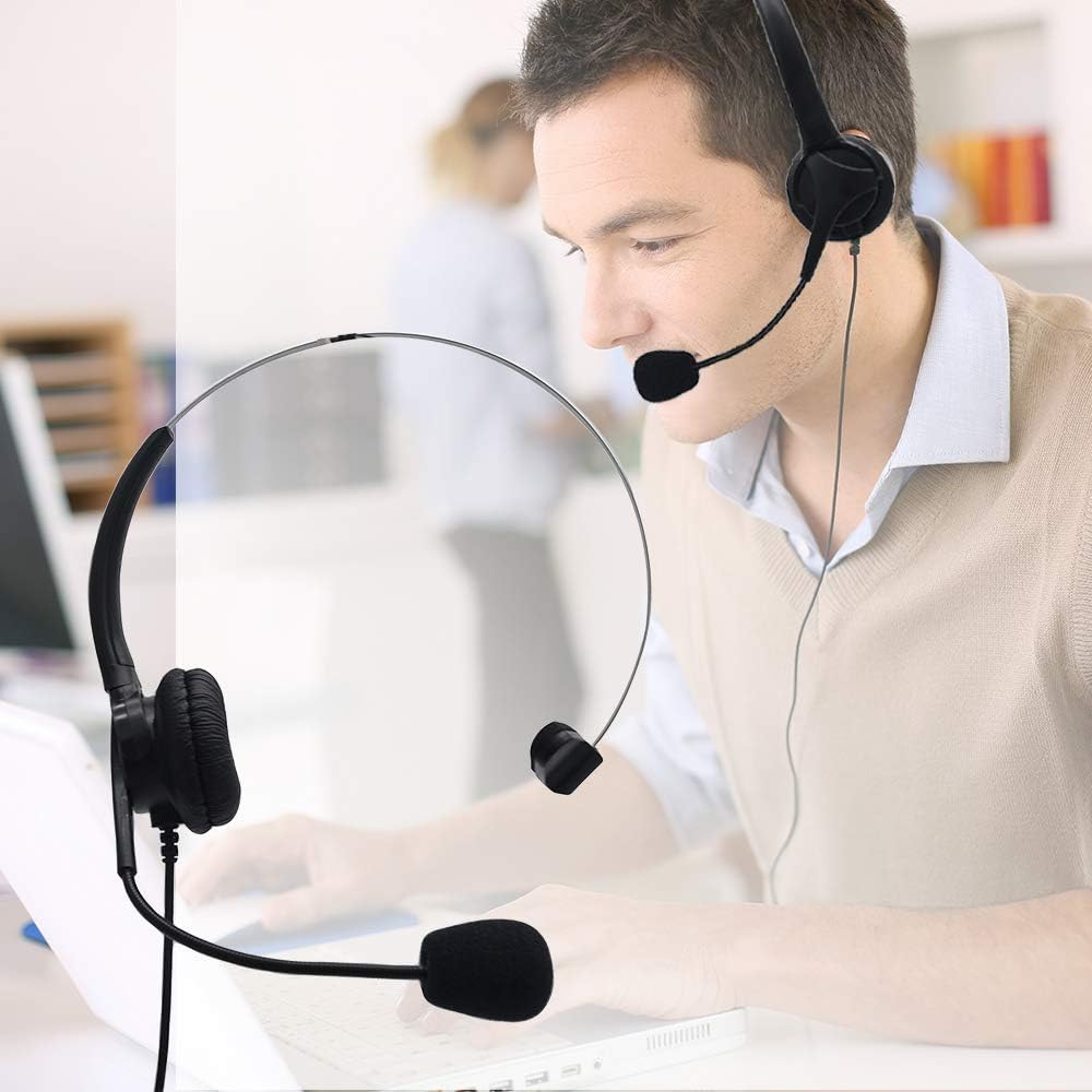 RJ11 Landline Phone Headset with Microphone, Noise Cancelling Telephone Headset, Call Centre Headphones for Yealink Grandstream Office Desk IP Phones image number 6