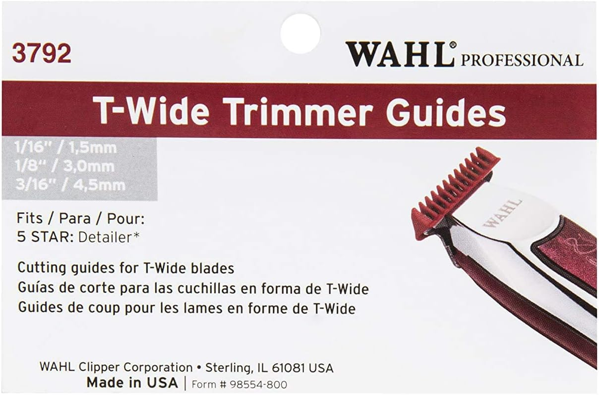 Wahl Professional Set of 3 T Wide Trimmer Guides #3792 &Acirc;&euro;&ldquo; Fits the 5 Star Detailer #2215 T Wide Blade, 3 Count (Pack of 1) image number 4