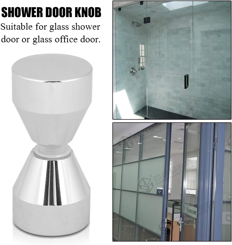 Alvinlite Shower Door Knob Home Hotel Bathroom Back to Back Groove Chrome Plated Handle Pull Door Opener(Style#1)