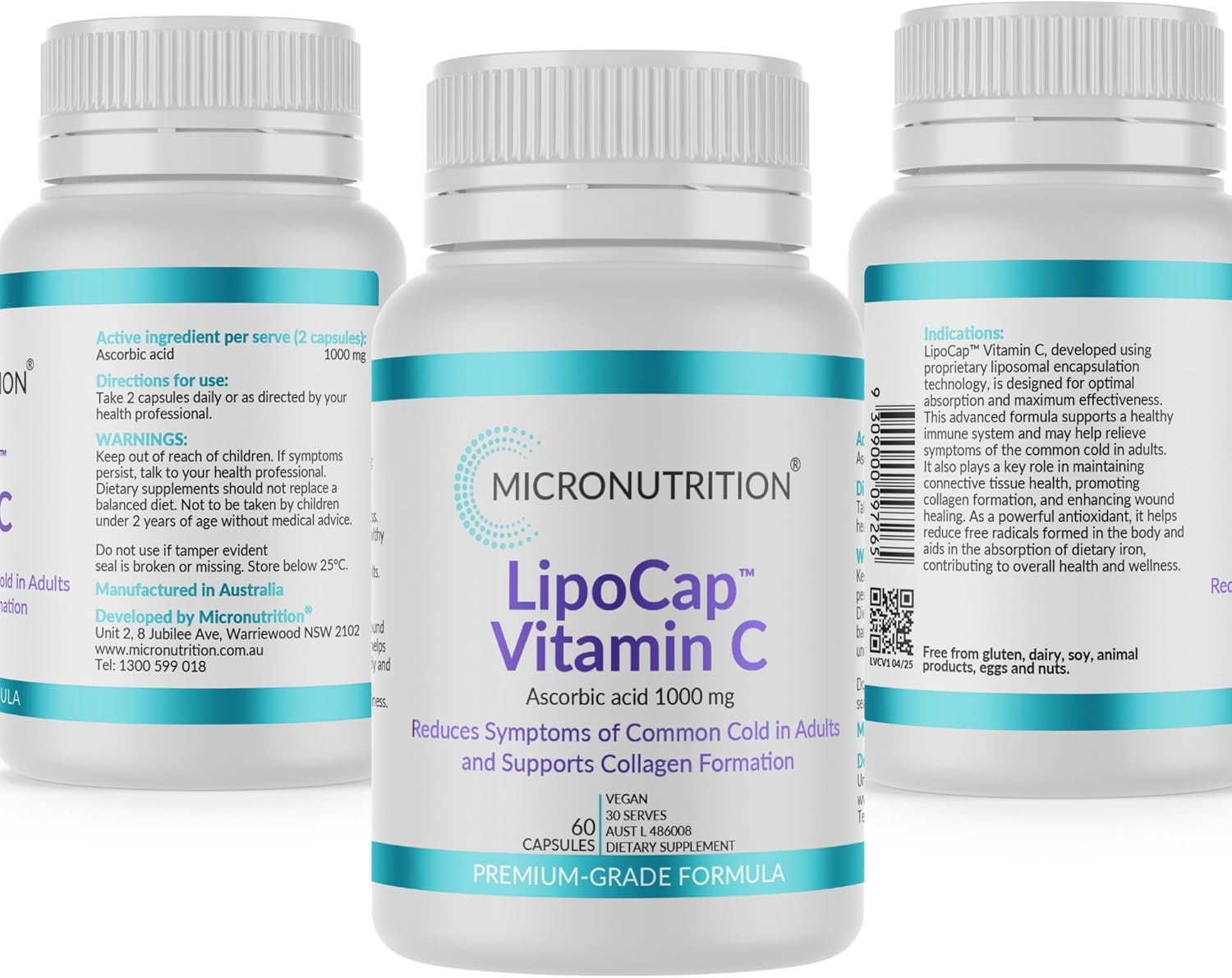 MICRONUTRITION Lipocap Vitamin C, Ascorbic Acid 1000 Mg, 60 Vege Caps image number 1