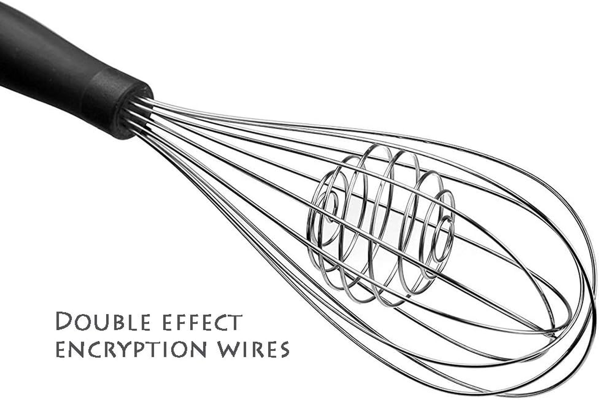 Metal Whisk, Stainless Steel Hand Mixers, with Spring Coil, Manual Egg Whisk with ABS Handle, Double Effect Mix, Practical Kitchen Gadgets,Silver
