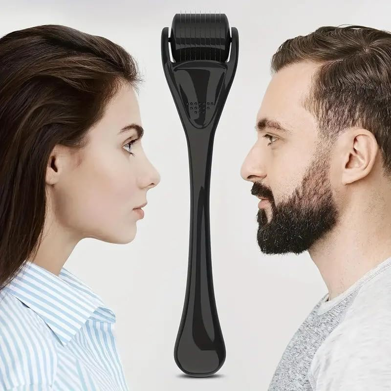 2PCS 0.5Mm Derma Roller for Face, Body & Beard, 540 Titanium Micro Needles for Hair Growth & Skin Rejuvenation, Stimulates Collagen, At-Home Microneedling Tool for Men & Women, Safe Painless (Purple) - Black image number 2