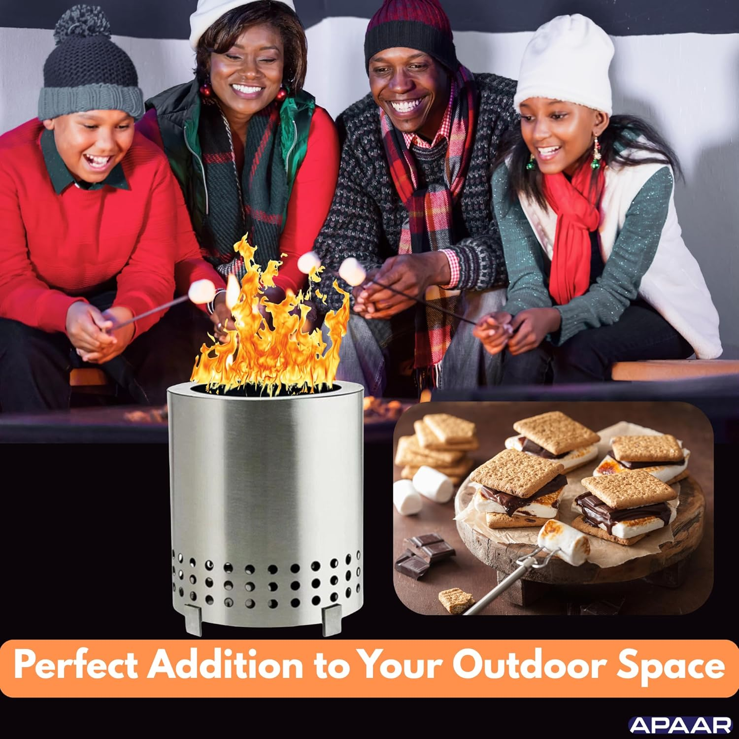 Smokeless Firepit Outdoor Wood Burning Stainless Steel Fireplaces Portable Firepit for Backyard Camping Patio image number 4