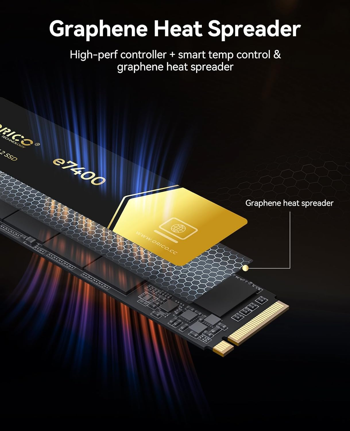 ORICO 2TB Nvme SSD Pcie 4.0- up to 7400Mb/S, M.2 SSD 2280 Pcie 4.0X4 Internal Solid State Drive SSD, Fast Heat Dissipation, Compatible with Macos Windows for Gamers and Creators-E7400 image number 4